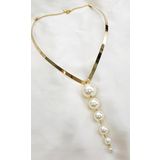 Salkım İncili Choker Tasma Kolye Gold