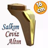 Salkim Mobilya Oturma Grubu Kanepe Sehpa Tv Unitesi Koltuk Ayagi Baza Ayaklari Ceviz Altin 16 Cm