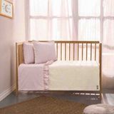 Sall Home : 🌸 Pudra Ekru Dantelli Fırfır Detaylı Bebek Pike Takımı - Ekru - Pembe - 90x120