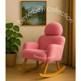 Sallanan Sandalye, Ayarlanabilir Başlıklı Sallanan, Tedy Kumaş , Tekli Koltuk, Berjer - Pembe