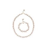 Sallantılı Doğal İnci Kolye Bileklik İkili Set (Rose)