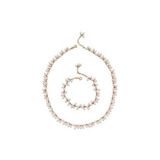 Sallantılı Doğal Kültür İncisi Kolye Bileklik İkili Set (Rose)