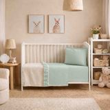 Sallhome Mint Fırfırlı Bebek Pike Takımı | Ekru Pike - Ekru - Mint - 95x120