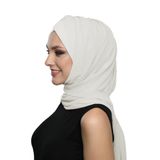 Şallı Takmatik Sade Krem Hazır Türban Tesettür Bone Namaz Örtüsü