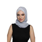 Şallı Takmatik Taşlı Açık Gri Hazır Türban Tesettür Bone Namaz Örtüsü