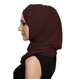 Şallı Takmatik Taşlı Kahve Hazır Türban Tesettür Bone Namaz Örtüsü