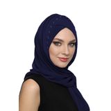 Şallı Takmatik Taşlı Lacivert Hazır Türban Tesettür Bone Namaz Örtüsü