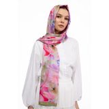 ŞALLOVES AQURA Çiçek Desenli Şal - Zeytin Yeşili-Pembe