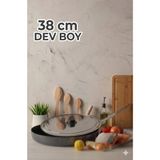 Sally Home Kılıç 38 cm Büyük Boy Kapaklı Balık Tavası Granit Yapışmaz Yufka Börek Bazlama Gözleme Tavası