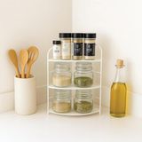 Salmore Banyo Mutfak Düzenleyici Organizer Köşe Rafı - Ayarlanabilir 3 Raflı Baharatlık (Beyaz) - 001 - Beyaz - 0,5 ml