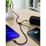 Salmore Mey Ithalat® USB 3'ü 1 Arada Şarj Kablosu 240W Pd Destekli Çoklu Şarj Kablosu