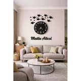 Salon Duvar Saati Şık Ve Tasarım Kişiye Özel Kuş Temalı No 1044