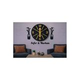 Salon İçin Tasarlanmış Duvar Saati 40 Cm Çiçekler 30 Cm Kişiye Özel No 1021