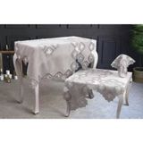 Salon Takımı 5 Parça Keten Dantelli Masa Örtüsü Runner Seti Çeyizlik Flowers Model No 9964 Kapiçino