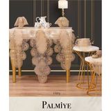 Salon Takımı Çeyizlik Palmiye Model Kapiçino Keten Runner Seti 5 Parça