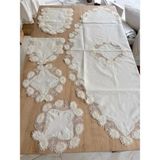 Salon Takımı Çeyizlik Runner Set 5 Parça Keten Masa Örtüsü Runneri Flowers