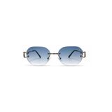 Salron Gold Metal Çerçeveli Mavi Camlı Geometrik Unisex Vintage Retro Güneş Gözlüğü