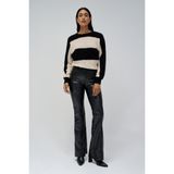 Salsa Jeans Yuvarlak Yaka Standart Çizgili Açık Bej Kazak Kadın 21008873 - M