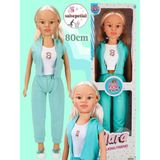 Salsepetial Büyük Boy Et Bebek 80 cm Yürüyüş Arkadaşım Clara Bebek 80 cm Oyuncak Bebek - Turkuaz - Beyaz