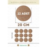 SaltanArt 20 cm Çap 12 Adet Supla Amerikan Servis Runner MDF Drolit Magnet Altı Ahşap 3 mm (2,7 mm) Kalınlık