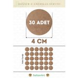 SaltanArt 4 cm Çap 30 Adet Supla Amerikan Servis Runner MDF Drolit Magnet Altı Ahşap 3 mm (2,7 mm) Kalınlık