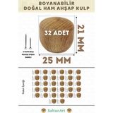 SaltanArt Ahşap Kulp Lüks Country Mutfak Mobilya Dolap Çekmece Kulbu - Boncuk 32 Adet - Ahşap Rengi