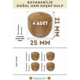 SaltanArt Ahşap Kulp Lüks Country Mutfak Mobilya Dolap Çekmece Kulbu - Boncuk 4 Adet - Ahşap Rengi