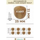 SaltanArt Ahşap Kulp Lüks Country Mutfak Mobilya Dolap Çekmece Kulbu - Boncuk 8 Adet - Ahşap Rengi