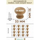 SaltanArt Ahşap Kulp Lüks Country Mutfak Mobilya Dolap Çekmece Kulbu - Mantar 16 Adet - Ahşap Rengi