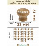 SaltanArt Ahşap Kulp Lüks Country Mutfak Mobilya Dolap Çekmece Kulbu - Mantar 32 Adet - Ahşap Rengi