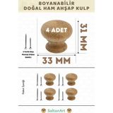 SaltanArt Ahşap Kulp Lüks Country Mutfak Mobilya Dolap Çekmece Kulbu - Mantar 4 Adet - Ahşap Rengi