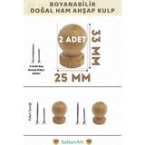 SaltanArt Ahşap Kulp Lüks Country Mutfak Mobilya Dolap Çekmece Kulbu - Mini Top 2 Adet - Ahşap Rengi