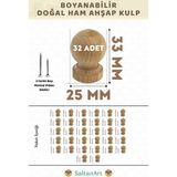 SaltanArt Ahşap Kulp Lüks Country Mutfak Mobilya Dolap Çekmece Kulbu - Mini Top 32 Adet - Ahşap Rengi