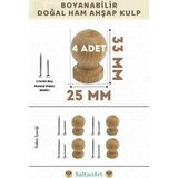 SaltanArt Ahşap Kulp Lüks Country Mutfak Mobilya Dolap Çekmece Kulbu - Mini Top 4 Adet - Ahşap Rengi