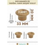 SaltanArt Ahşap Kulp Lüks Country Mutfak Mobilya Dolap Çekmece Kulbu - Oval 2 Adet - Ahşap Rengi