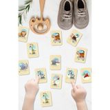 SaltanArt Hayvanları Öğreniyorum Ahşap Eşleştirme Kartları Hafıza Zeka Oyunu Ahşap Eğitici Puzzle Montessori, Waldorf, Reggio Emilia Modellerine Uygun - Ahşap Desenli