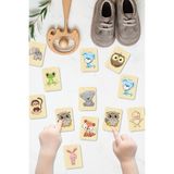 SaltanArt Hayvanları Öğreniyorum Ahşap Eşleştirme Kartları Hafıza Zeka Oyunu Ahşap Eğitici Puzzle Montessori, Waldorf, Reggio Emilia Modellerine Uygun - Renkli