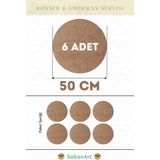 SaltanArt HM074 50 cm Çap 6 Adet Supla Amerikan Servis Runner Mdf Drolit Magnet Altı Ahşap 3 mm (2,7 Mm) Kalınlık - Naturel - 50 x 50 cm