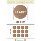 SaltanArt HM084 10 cm Çap 12 Adet Supla Amerikan Servis Runner Mdf Drolit Magnet Altı Ahşap 3 mm (2,7 Mm) Kalınlık - Naturel - 10 x 10 cm