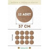 SaltanArt HM111 37 cm Çap 12 Adet Supla Amerikan Servis Runner Mdf Drolit Magnet Altı Ahşap 3 mm (2,7 Mm) Kalınlık - Naturel - 37 x 37 cm