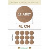 SaltanArt HM115 41 cm Çap 12 Adet Supla Amerikan Servis Runner Mdf Drolit Magnet Altı Ahşap 3 mm (2,7 Mm) Kalınlık - Naturel - 41 x 41 cm