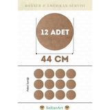 SaltanArt HM118 44 cm Çap 12 Adet Supla Amerikan Servis Runner Mdf Drolit Magnet Altı Ahşap 3 mm (2,7 Mm) Kalınlık - Naturel - 44 x 44 cm