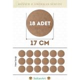 SaltanArt HM141 17 cm Çap 18 Adet Supla Amerikan Servis Runner Mdf Drolit Magnet Altı Ahşap 3 mm (2,7 Mm) Kalınlık - Naturel - 17 x 17 cm