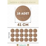 SaltanArt HM165 41 cm Çap 18 Adet Supla Amerikan Servis Runner Mdf Drolit Magnet Altı Ahşap 3 mm (2,7 Mm) Kalınlık - Naturel - 41 x 41 cm