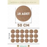 SaltanArt HM174 50 cm Çap 18 Adet Supla Amerikan Servis Runner Mdf Drolit Magnet Altı Ahşap 3 mm (2,7 Mm) Kalınlık - Naturel - 50 x 50 cm