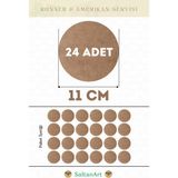 SaltanArt HM185 11 cm Çap 24 Adet Supla Amerikan Servis Runner Mdf Drolit Magnet Altı Ahşap 3 mm (2,7 Mm) Kalınlık - Naturel - 11 x 11 cm