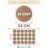 SaltanArt HM198 24 cm Çap 24 Adet Supla Amerikan Servis Runner Mdf Drolit Magnet Altı Ahşap 3 mm (2,7 Mm) Kalınlık - Naturel - 24 x 24 cm