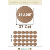 SaltanArt HM211 37 cm Çap 24 Adet Supla Amerikan Servis Runner Mdf Drolit Magnet Altı Ahşap 3 mm (2,7 Mm) Kalınlık - Naturel - 37 x 37 cm