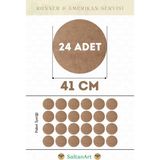 SaltanArt HM215 41 cm Çap 24 Adet Supla Amerikan Servis Runner Mdf Drolit Magnet Altı Ahşap 3 mm (2,7 Mm) Kalınlık - Naturel - 41 x 41 cm