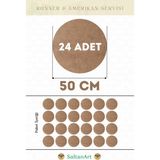 SaltanArt HM224 50 cm Çap 24 Adet Supla Amerikan Servis Runner Mdf Drolit Magnet Altı Ahşap 3 mm (2,7 Mm) Kalınlık - Naturel - 50 x 50 cm